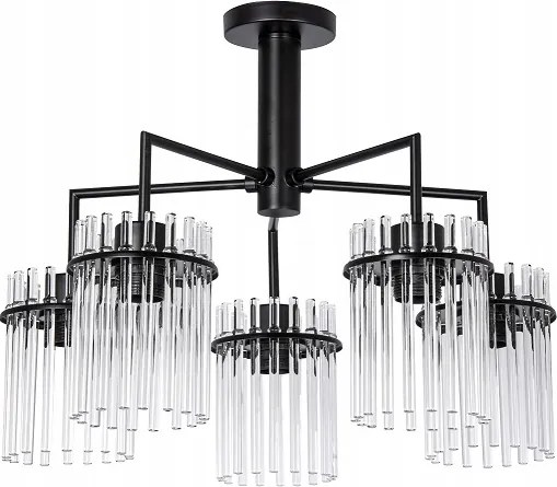 Elegáns csillár fekete csövekkel hálószobába az ágy fölé 5 x E27 gyönyörű