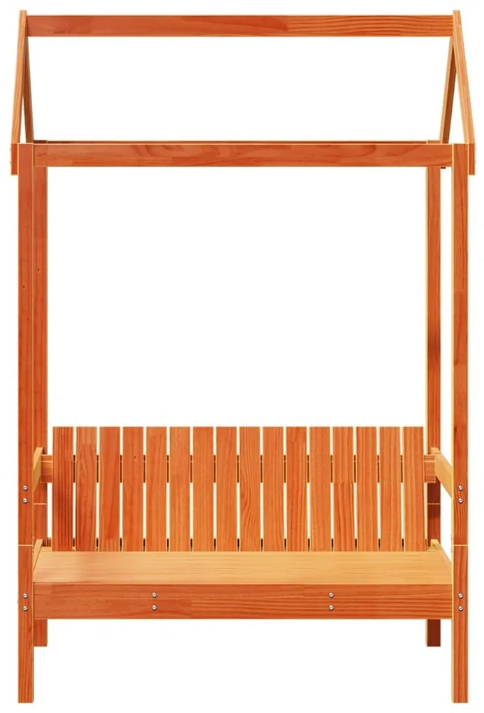 viaszbarna tömör fenyőfa pad tetővel 117,5 x 70 x 176,5 cm