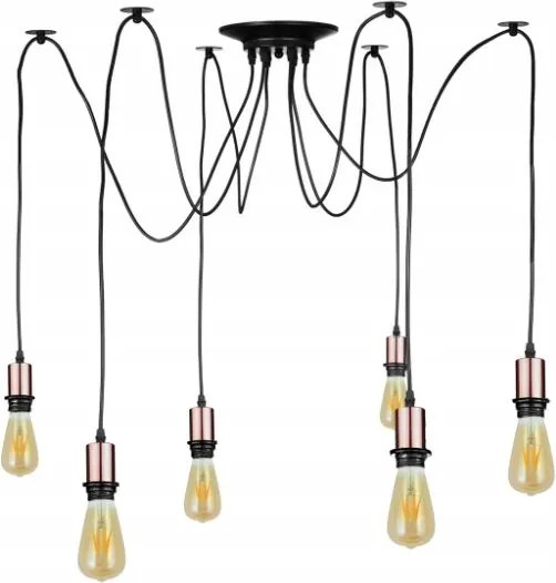 Pajzs Függőlámpa Led Csízár Aranyrózsaszín 6xE27 Loft