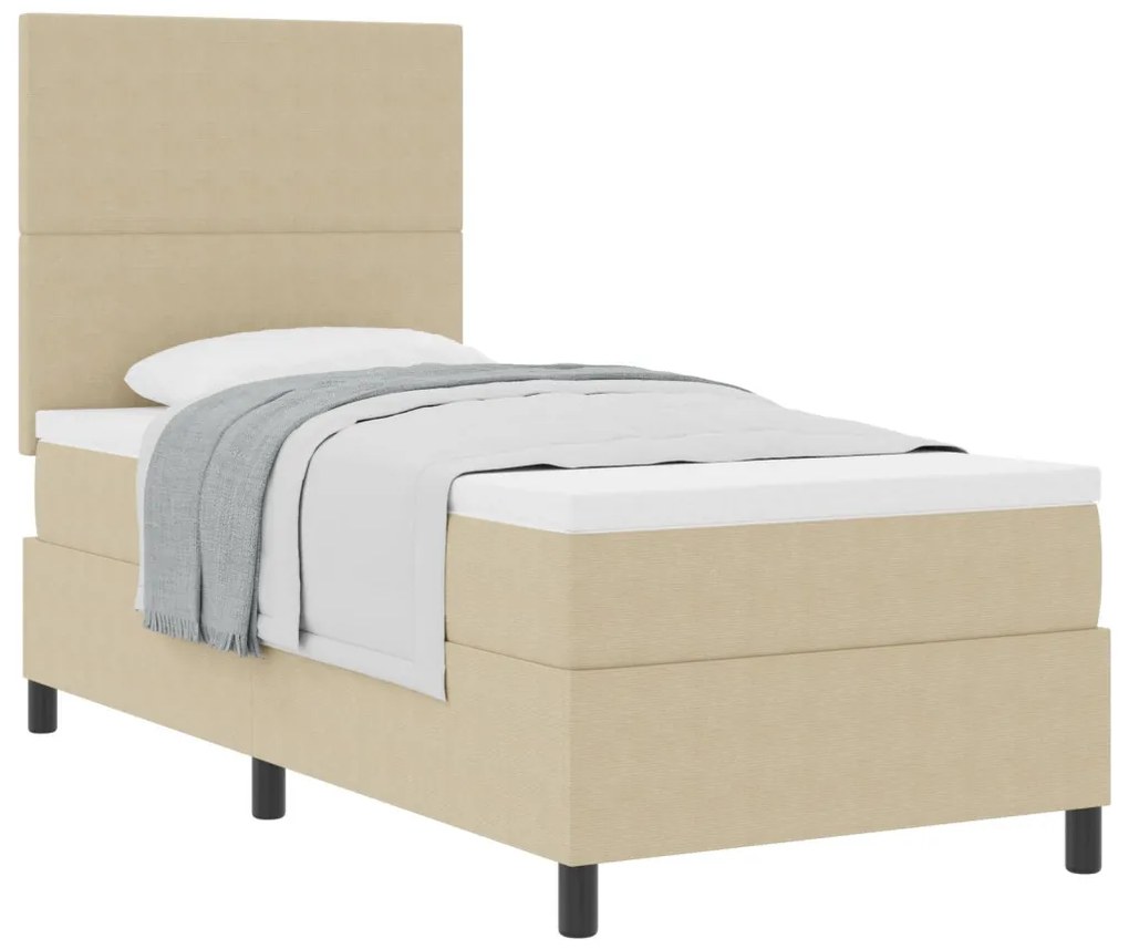 Box Spring Ágy Matrac Középszürke Egyszemélyes Kordbársony Anyag