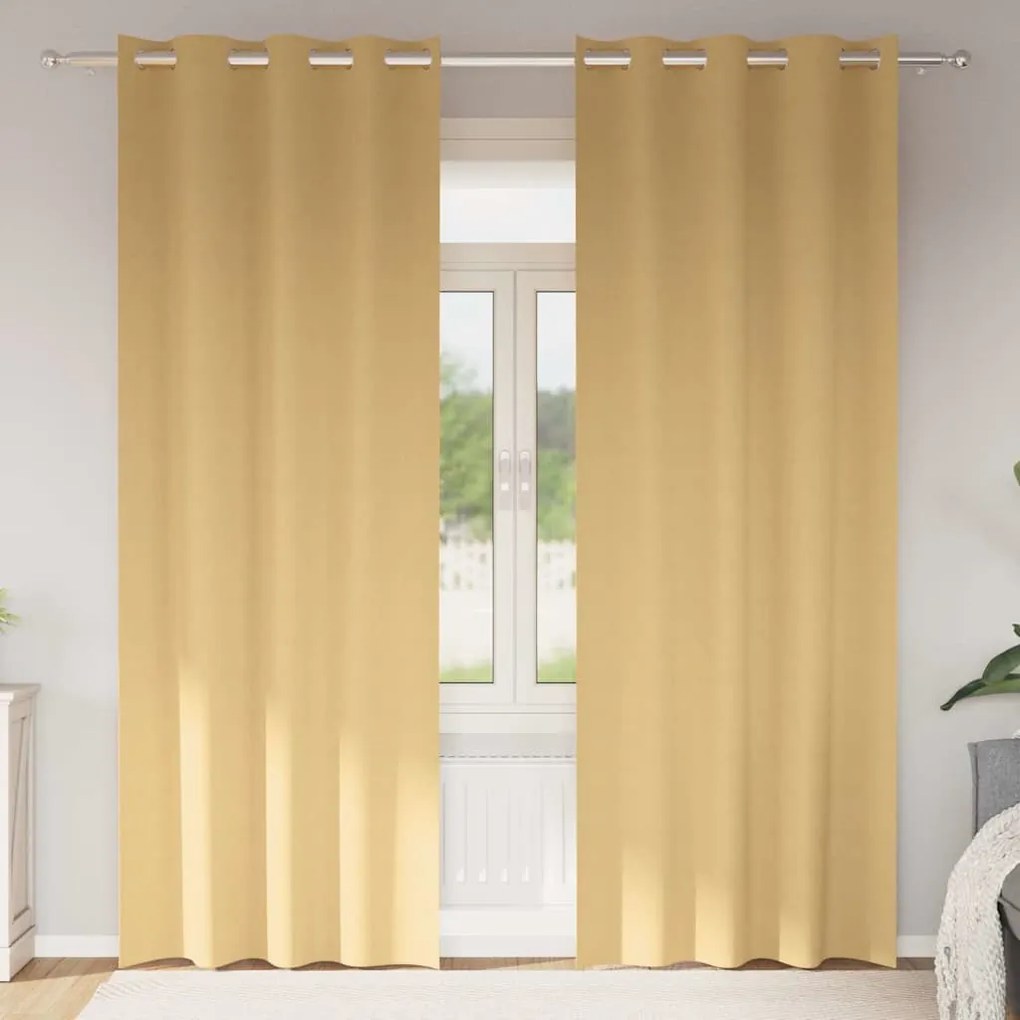 Függönyök függönyökkel 2 pcs Bézs 260x140cm Poliészter