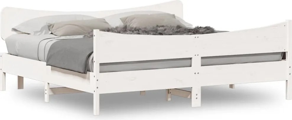 vidaXL fehér tömör fenyőfa ágy matrac nélkül 180 x 200 cm