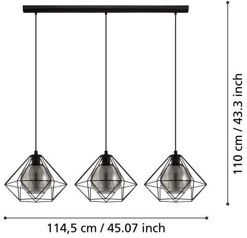 Eglo 43483 - Csillár zsinóron VERNHAM 3xE27/40W/230V