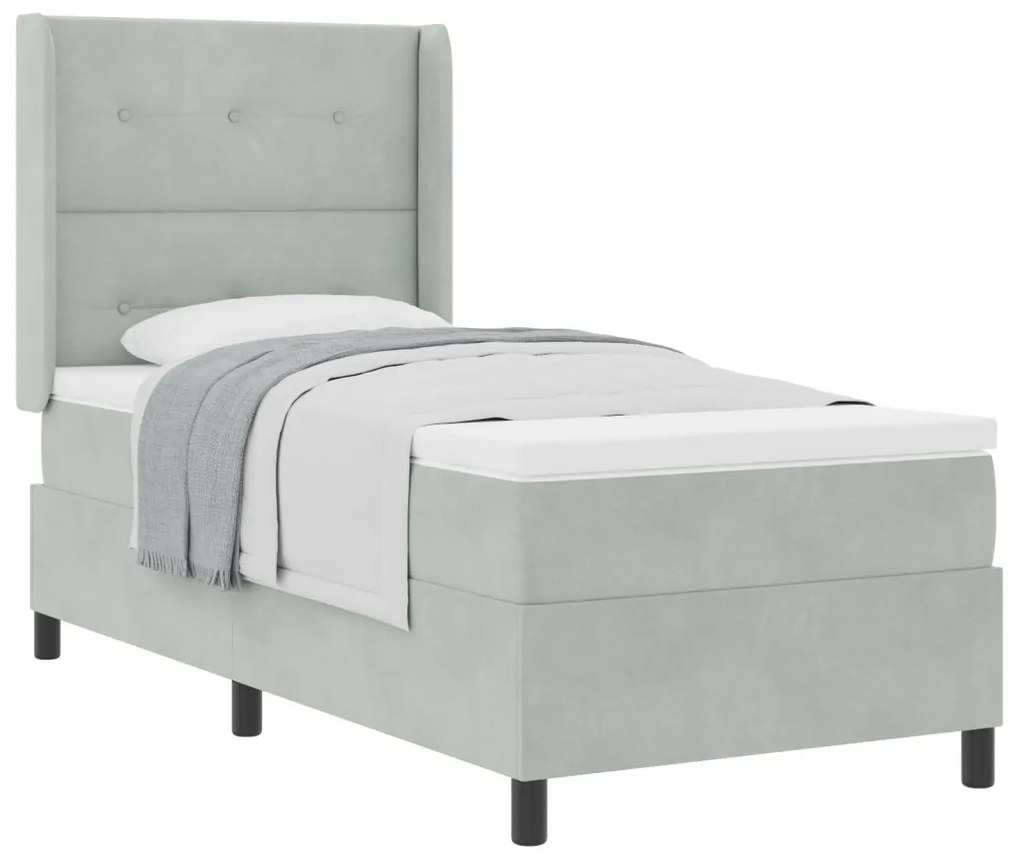 Boxspring Ágy Matrac Ezüstszürke 80x200 cm Bársony