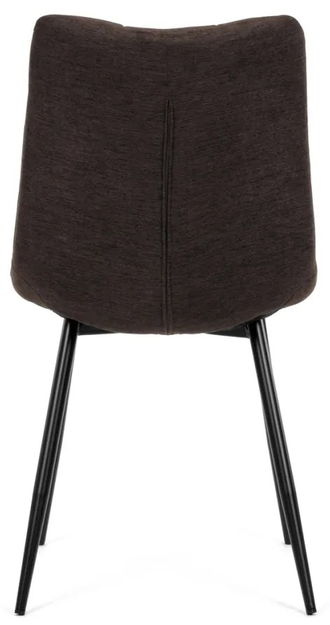 Scaun de sufragerie, material maro, picioare metalice negre