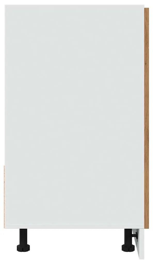 kézműves tölgy szerelt fa mosogató alsószekrény 80x46x81,5 cm