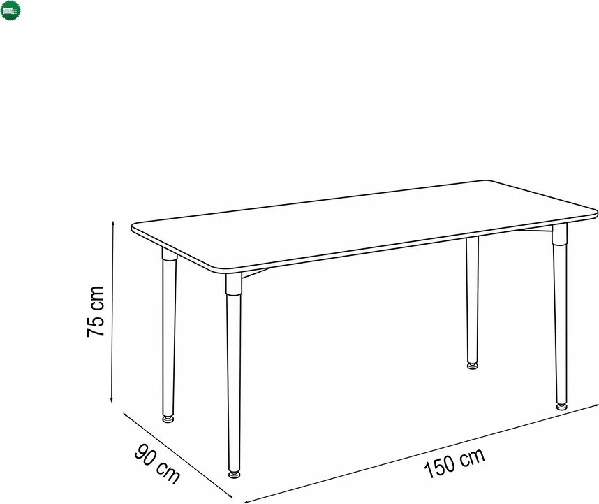 Silla 150 cm szögletes étkezőasztal fekete