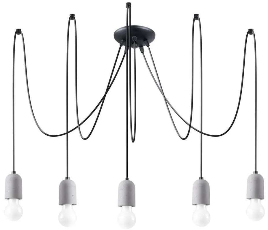 Sollux SL.1161 - Csillár zsinóron NESO 5xE27/15W/230V pók beton