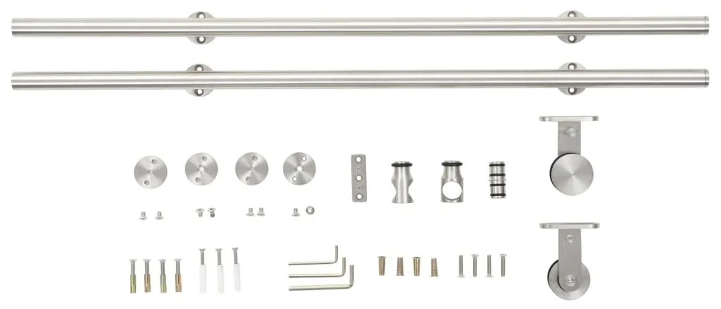 ezüstszínű rozsdamentes acél tolóajtó fémszerelék készlet 183 cm