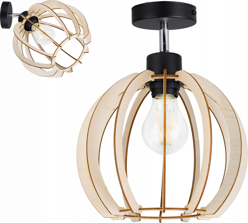 Függő lámpa csillár mozgatható loft Gömb fa 1