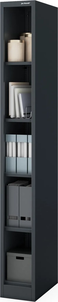 Keskeny fém irattároló polc dokumentumokhoz antracit: TIM 250 x 1950 x 450 mm