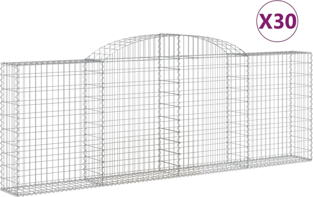 vidaXL 30 db íves horganyzott vas gabion kosár 300 x 30 x 100/120 cm