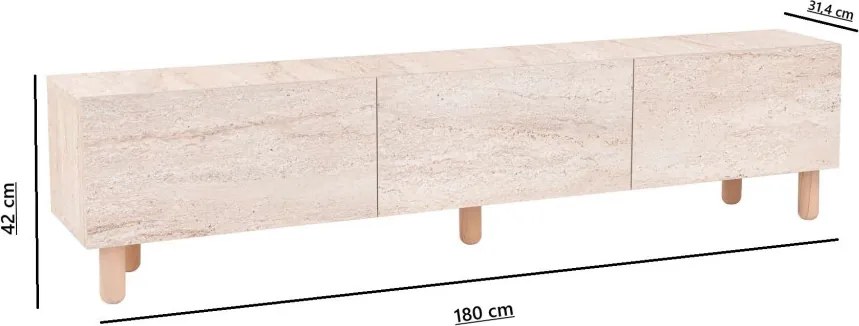 Alvin TV-állvány, travertin, 180 cm