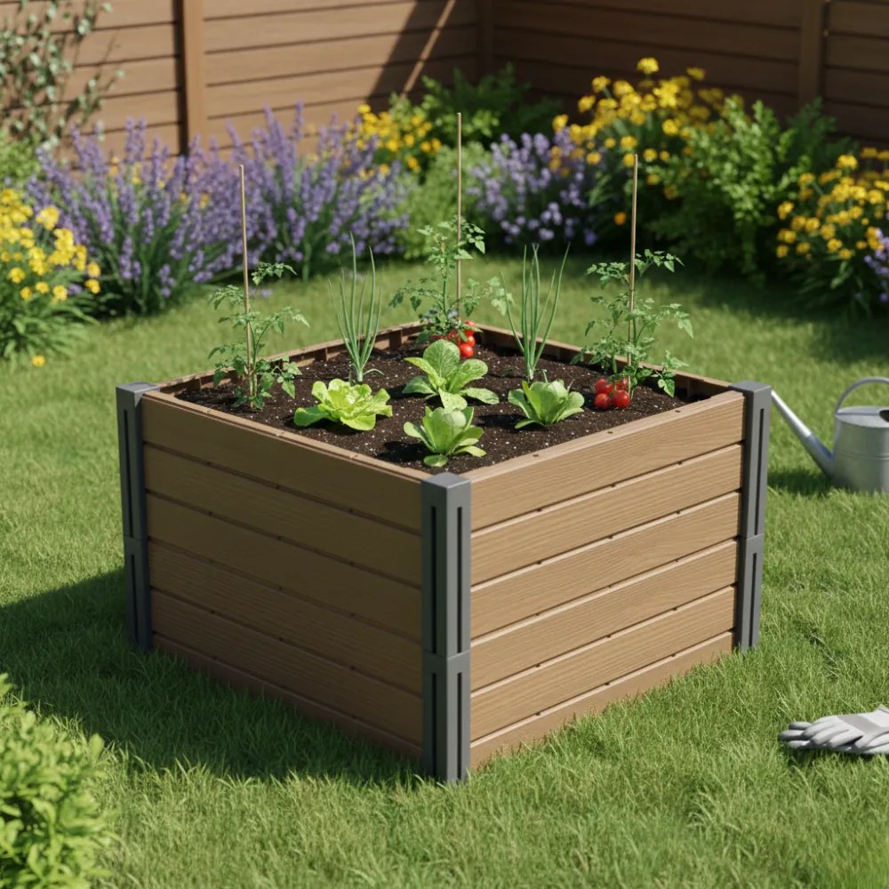 BASE PLANT magaságyás, 61x61x46cm, természetes barna Prosperplast