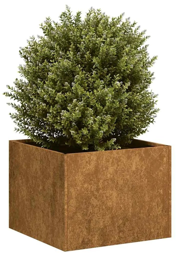 ültető rozsdás 40x40x30 cm időjárásálló acélból