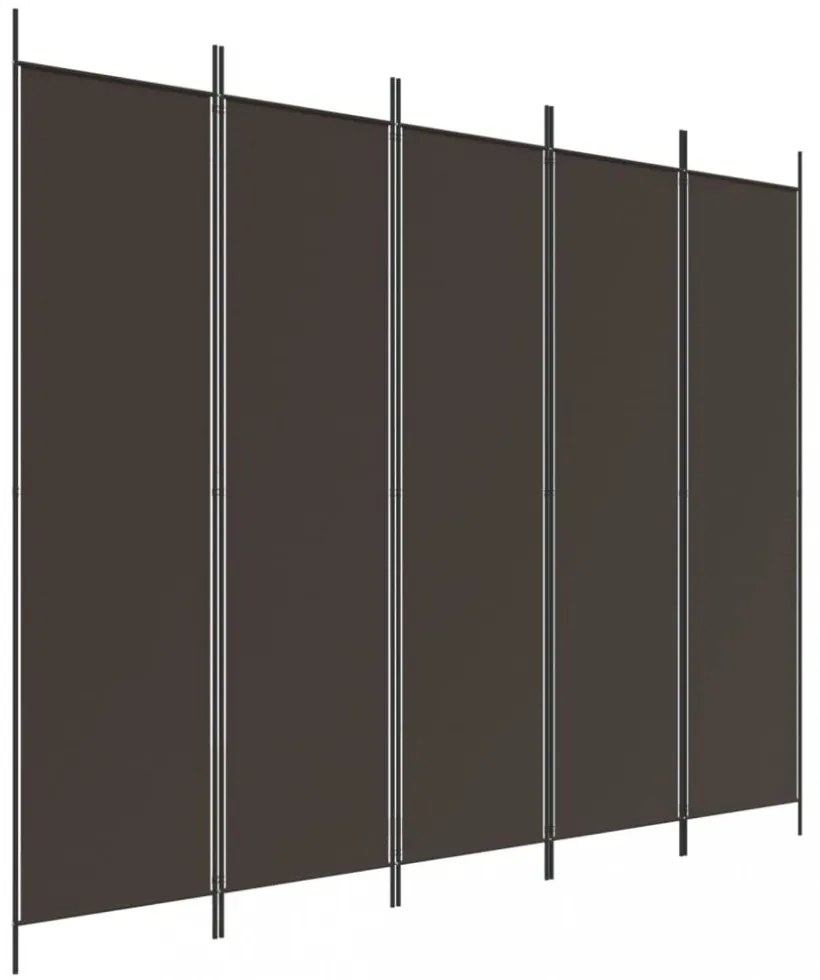 5 paneles barna szövet paraván 250x200 cm