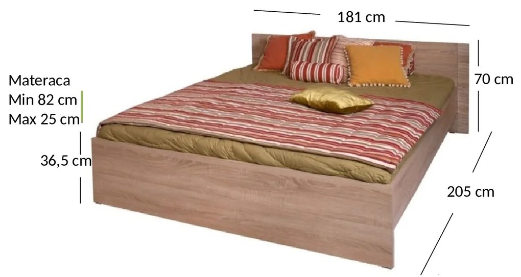 Franciaágy 160 cm Gwenn (szonoma tölgy) (matrac és ágyrács nélkül). 1052935
