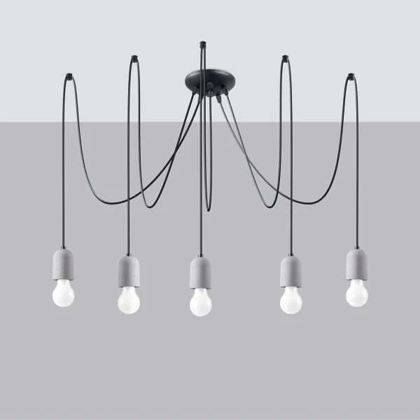 Sollux SL.1161 - Csillár zsinóron NESO 5xE27/15W/230V pók beton