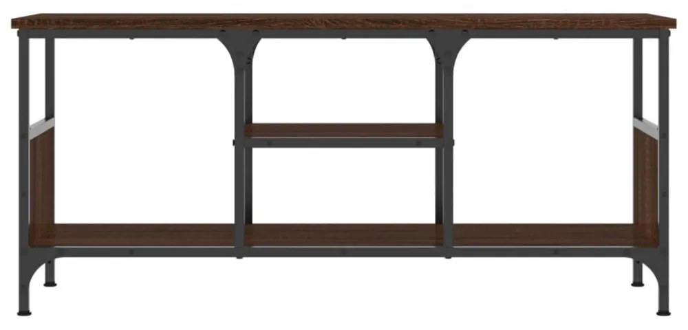 barna tölgyszínű szerelt fa és vas TV-szekrény 100x35x45 cm