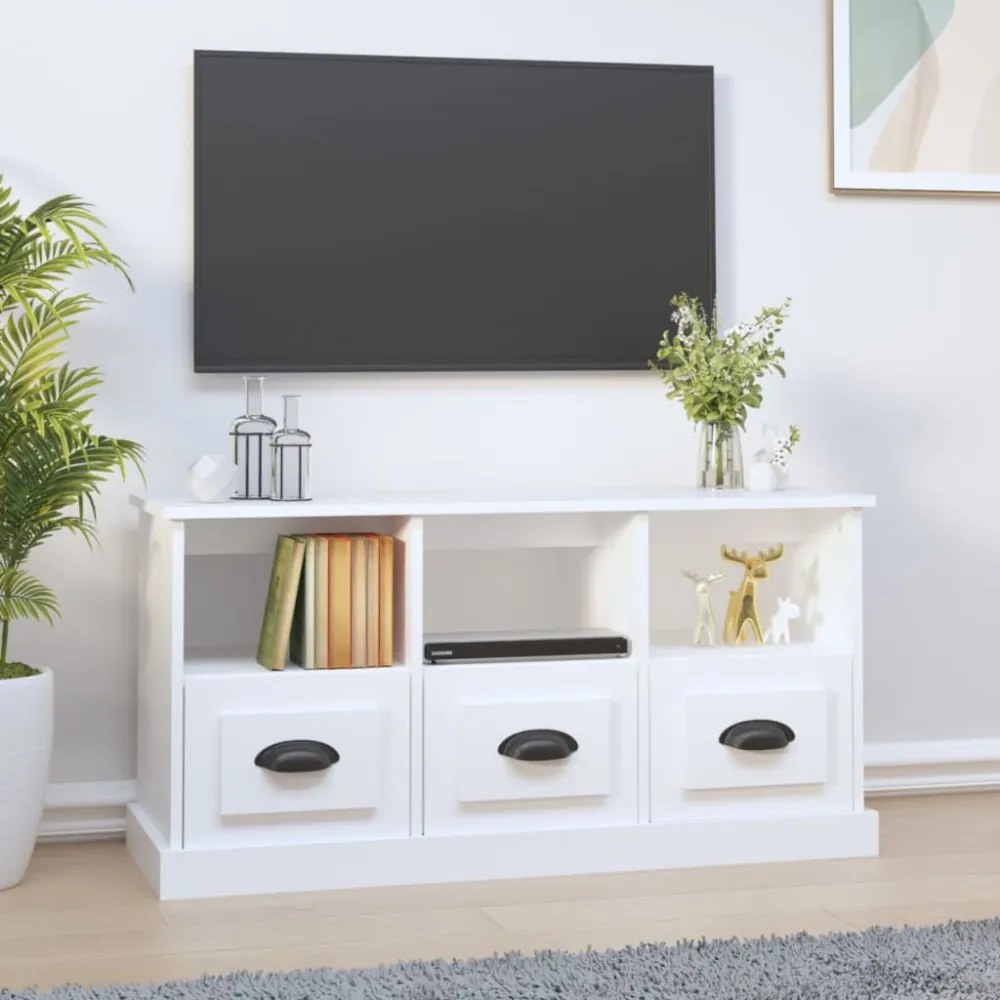 fehér szerelt fa TV-szekrény 100x35x50 cm
