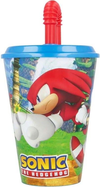Sonic a sündisznó Adventure szívószálas pohár, műanyag 430 ml