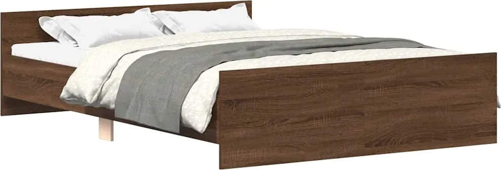 vidaXL barna tölgyszínű ágykeret fej- és lábtámlával 120 x 190 cm