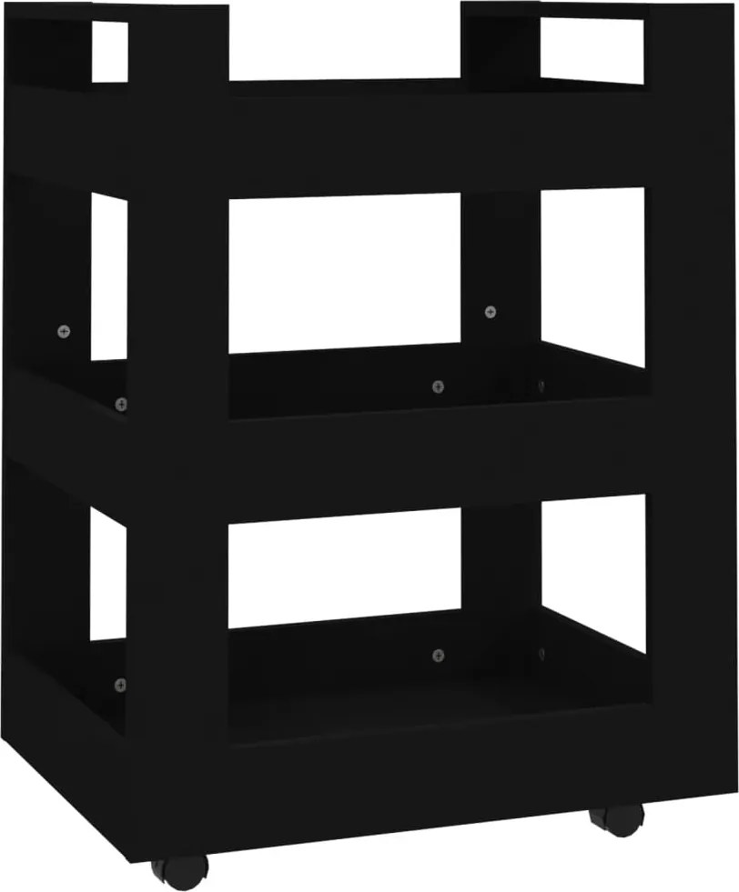vidaXL fekete szerelt fa zsúrkocsi 60 x 45 x 80 cm