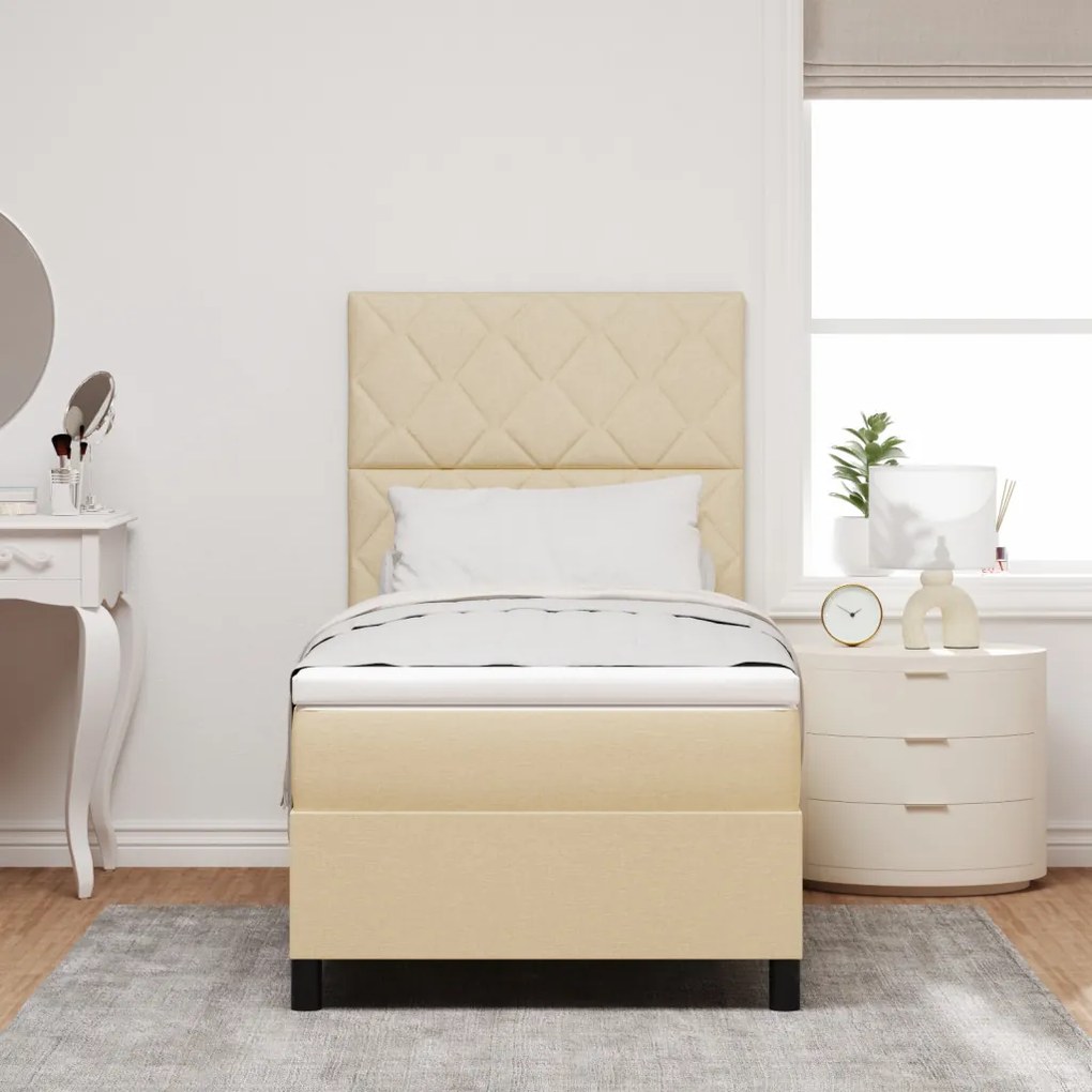 Boxspring ágy matraccal Bézs 90x200 cm Szövet