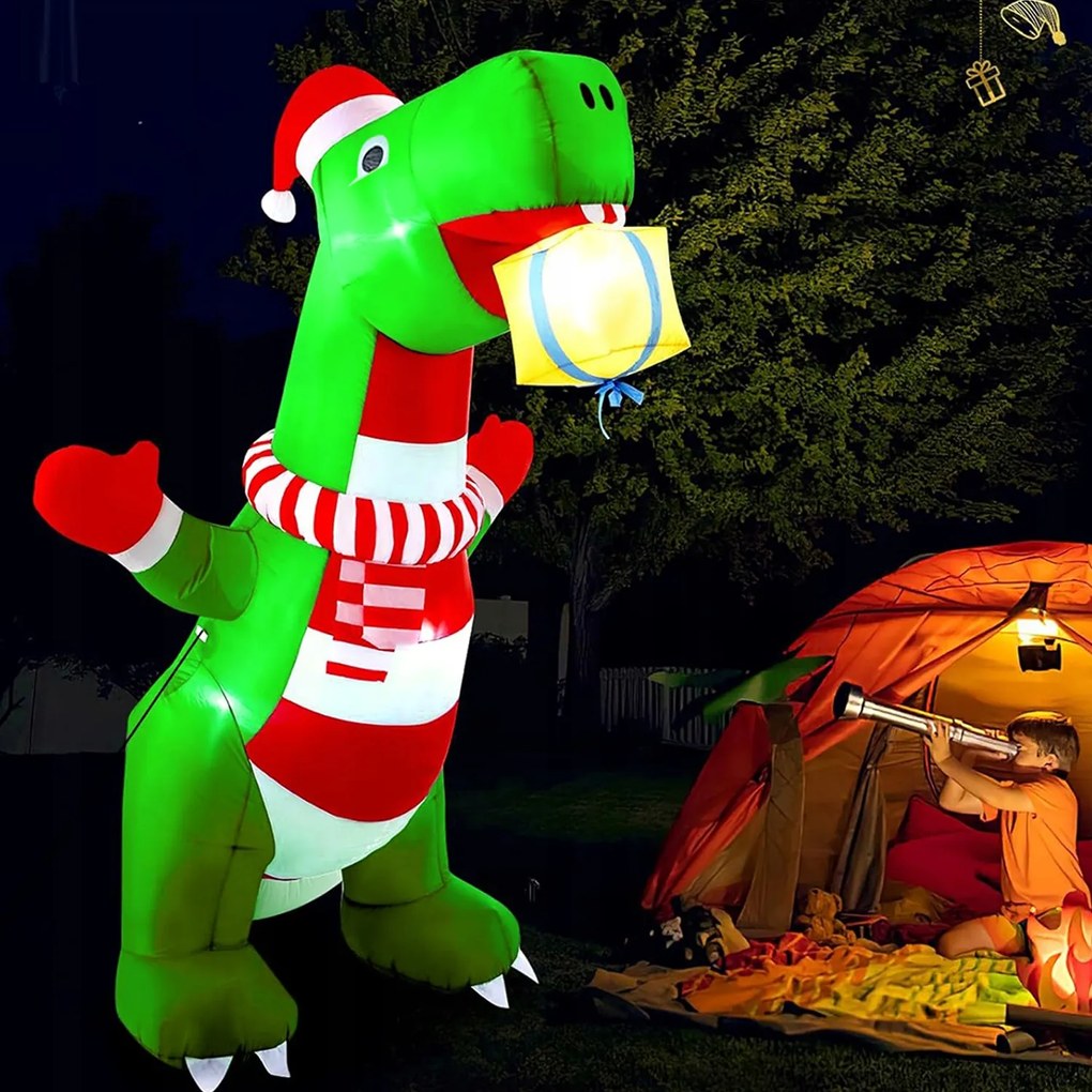 Dinoszauruszok felfújható Világító Nagy pumpált Led karácsonyi dekoráció2.4m