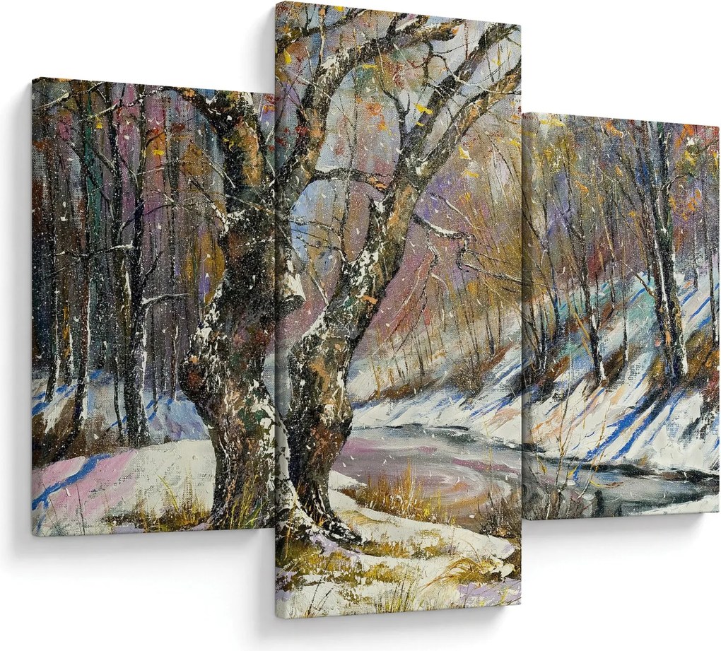 Egy festett téli táj képe (90x60 cm)