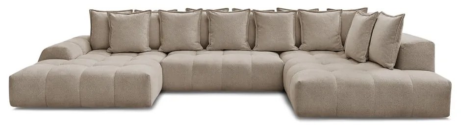 Szürkésbarna zsenília kinyitható-tárolóhelyes sarokkanapé (jobb oldali-U alakú) Everest – Bobochic Paris