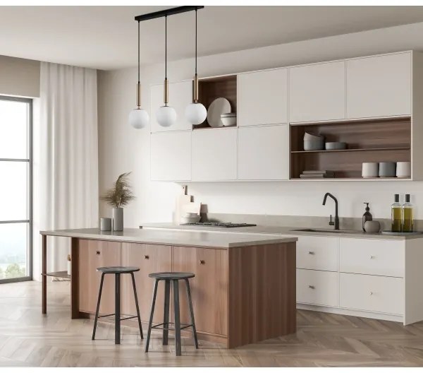 ITALUX PND-2324-3L GD+OPA - Csillár zsinóron RAVENA 3xE27/10W/230V fekete/arany