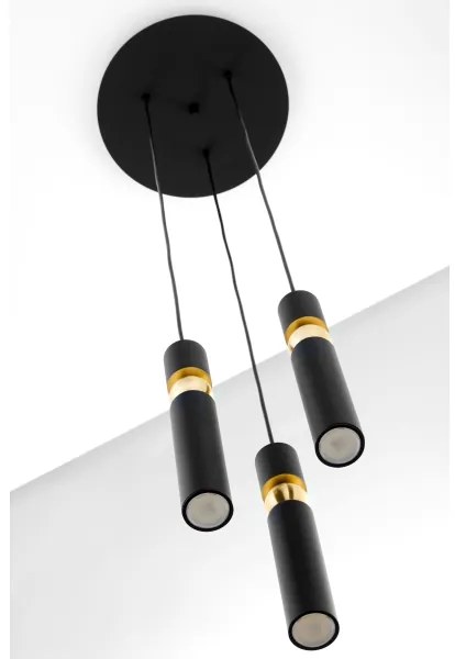 Jupiter 2013 - Csillár zsinóron ALAS 3xGU10/10W/230V fekete/arany