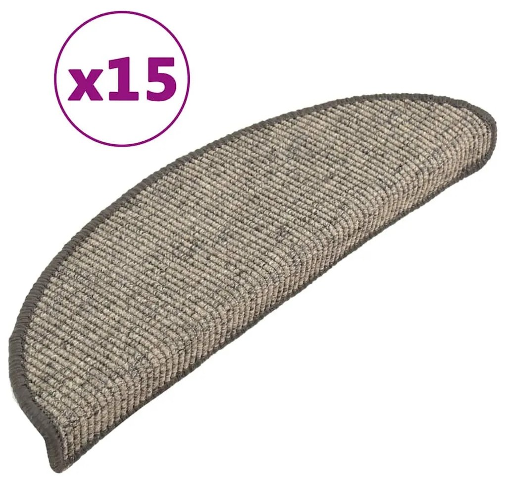 15 db bézs-szürke öntapadó lépcsőszőnyeg 56x17x3 cm