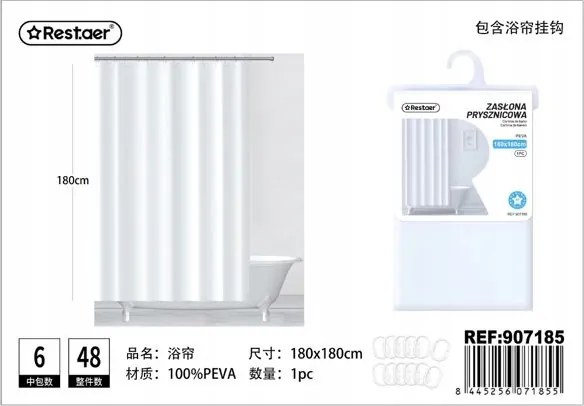 Fehér Eva Zuhanyfüggöny 180x180cm