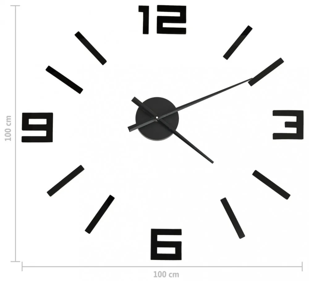 fekete modern 3D falióra 100 cm XXL