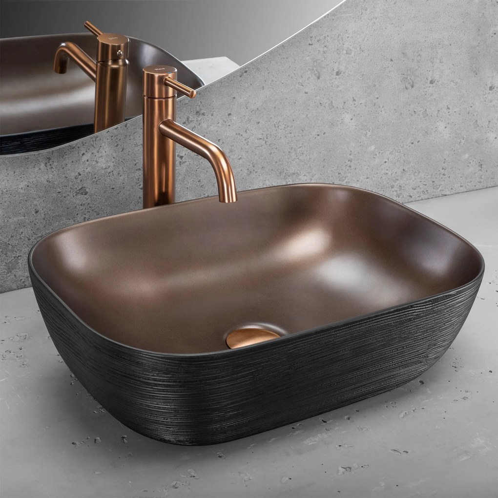 Rea Belinda, asztali mosdó 465x330x135 mm, réz matt-fekete szerkezet, REA-U6384
