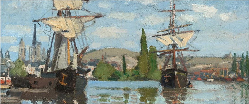 Kép - Claude Monet, Ships Riding on the Seine at Rouen, reprodukciók (120x50 cm)