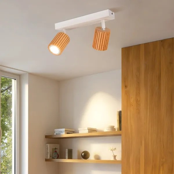Brilagi - Spotlámpa MODERN WOOD 2xGU10/8W/230V kaucsukfa/fehér
