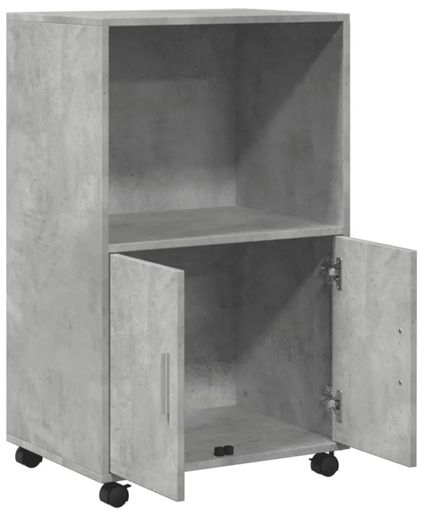 betonszürke szerelt fa kerekes szekrény 55 x 40 x 91 cm