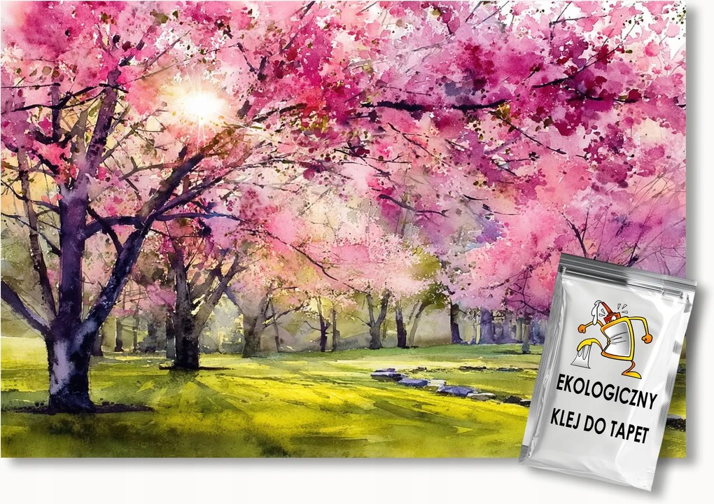Fotótapéta Flizelina Park Kert Tavasz Nap Fák Virágok 200x140 ragasztó