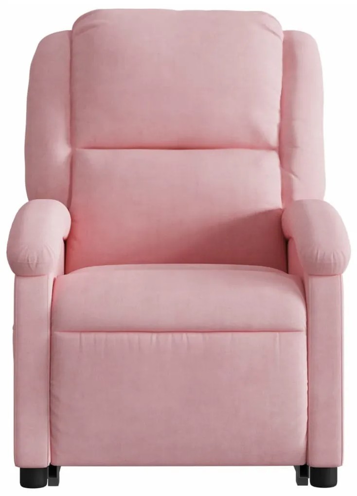 rózsaszín bársony felállást segítő dönthető fotel