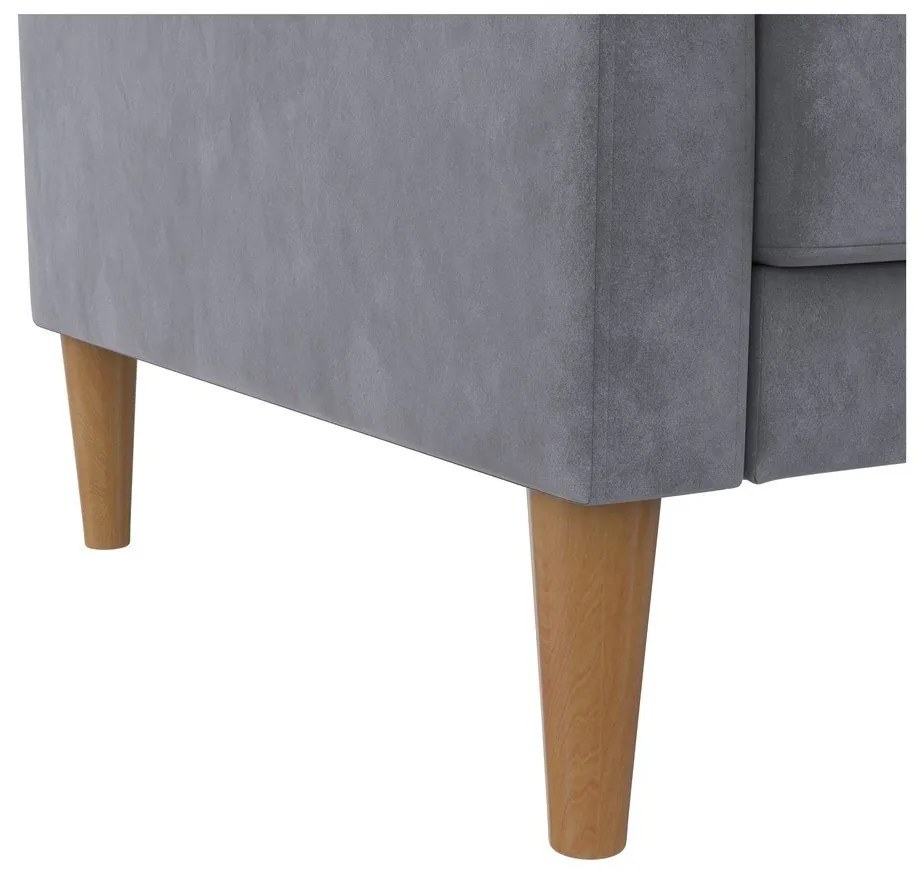 Szürke bársony kinyitható kanapé 207 cm Lilly – Støraa