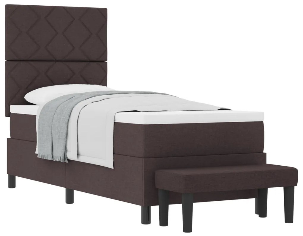 Box Spring Ágy Matraccal és Pad Sötétbarna 80x200 cm Szövet