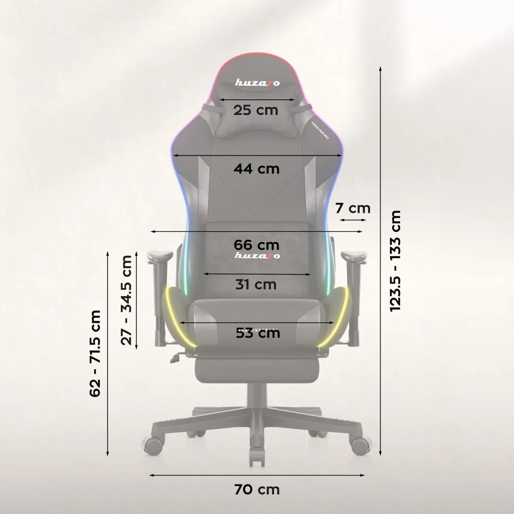 Gamer szék, Force lábtartóval fekete RGB