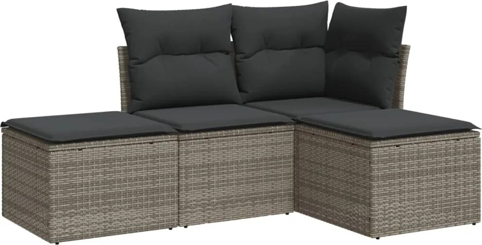 vidaXL 4 részes szürke polyrattan kerti ülőgarnitúra párnákkal