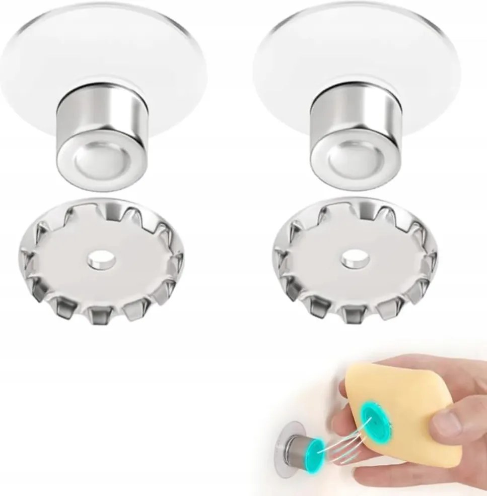 2x Mágneses Szappantartó Tapadókoronggal Falra Mosdó Szappantartó