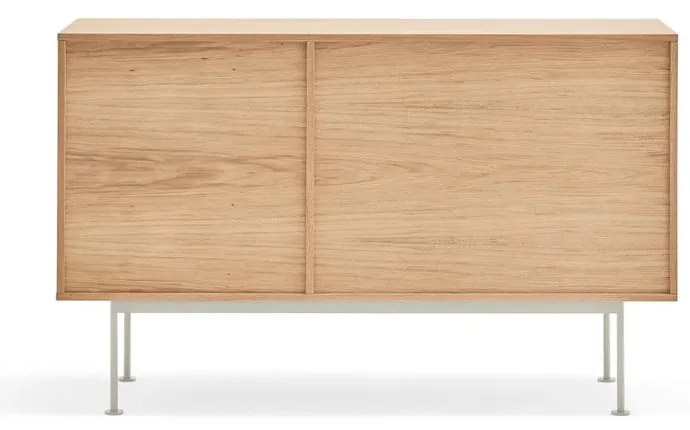 Yoko krémfehér komód tölgyfa dekorral, szélesség 128 cm - Teulat