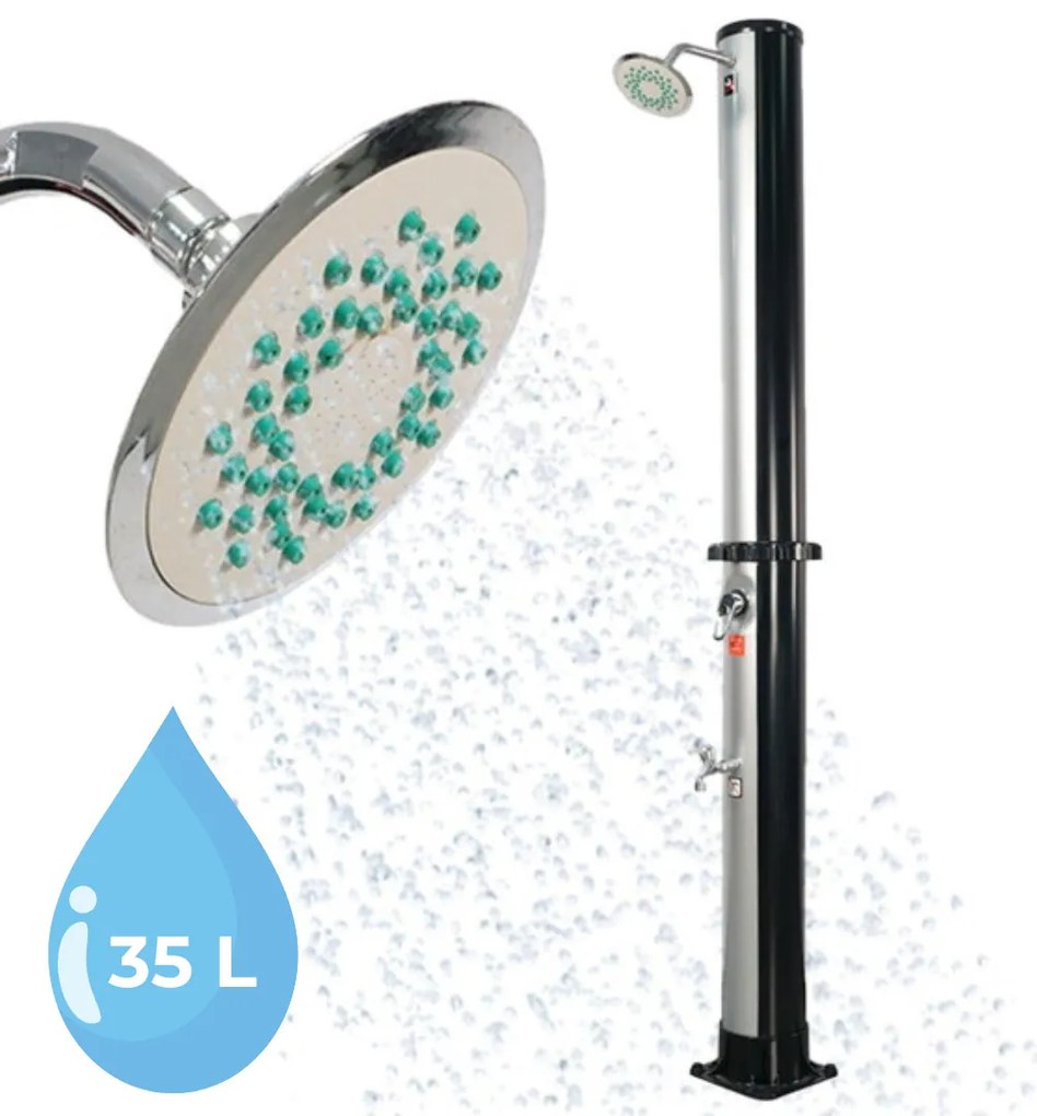 KARIBIK napelemes zuhany, 35l, ezüst/fekete Jurhan