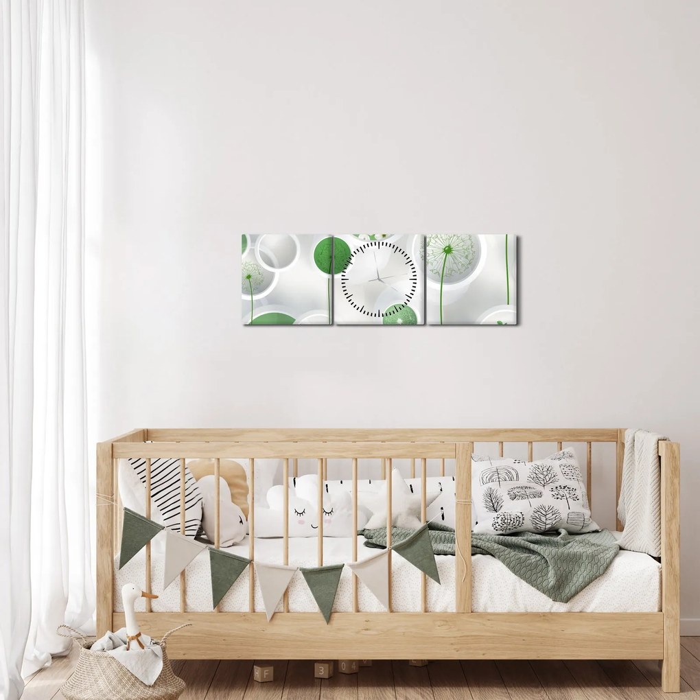 Kép - Virágok körben (órával) (90x30 cm)